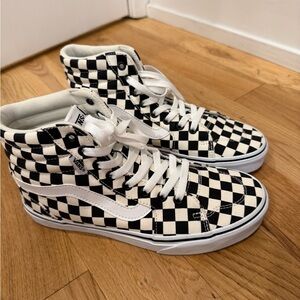Vans Checkered High-Top Sneakers - Black and White